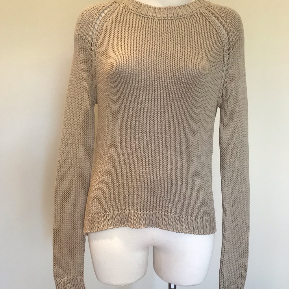 Light Camel knit sweater with open swing back